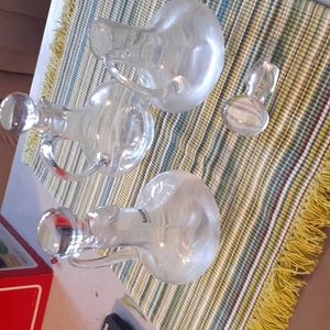 Vintage Colony Clear Glass Cruet w/round stopper.(3)